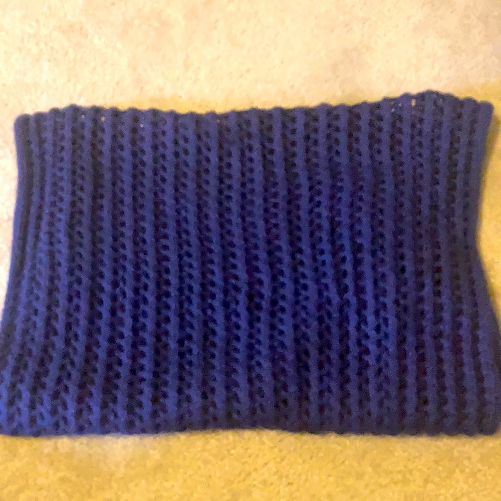 Blue crochet infinity scarf